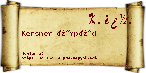 Kersner Árpád névjegykártya